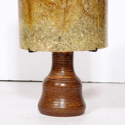 Mid Century Modernist Ceramic Table Lamp in Red Iron Oxide with Resin Shade