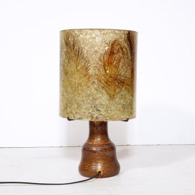 Mid Century Modernist Ceramic Table Lamp in Red Iron Oxide with Resin Shade