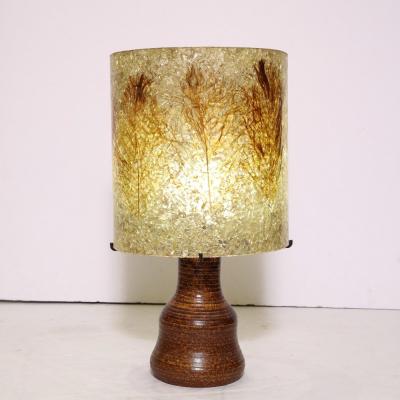 Mid Century Modernist Ceramic Table Lamp in Red Iron Oxide with Resin Shade