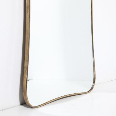 Mid Century Modernist Curvilinear Hourglass Form Brass Wrapped Mirror