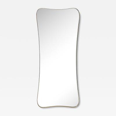 Mid Century Modernist Curvilinear Hourglass Form Brass Wrapped Mirror