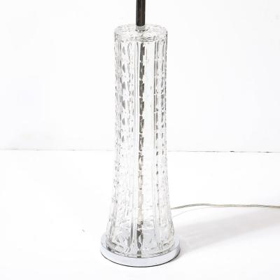 Mid Century Modernist Cut Crystal Table Lamps On Chrome Bases