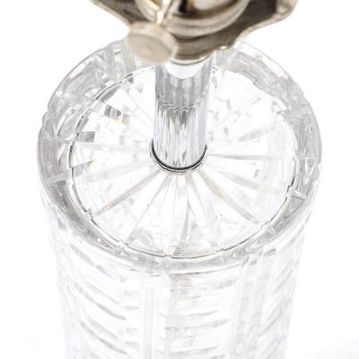 Mid Century Modernist Cut Crystal Table Lamps On Chrome Bases