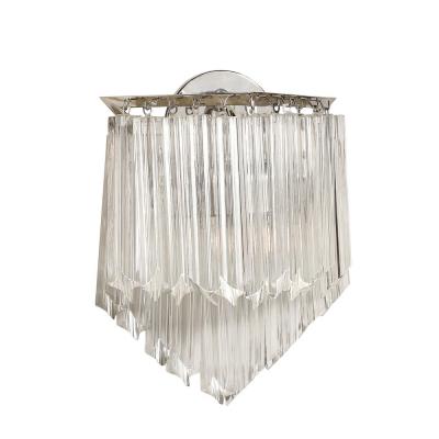 Mid Century Modernist Diamond Form Hand Blown Murano Quadretti Glass Sconces