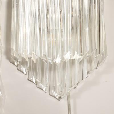 Mid Century Modernist Diamond Form Hand Blown Murano Quadretti Glass Sconces