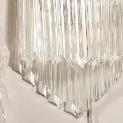 Mid Century Modernist Diamond Form Hand Blown Murano Quadretti Glass Sconces