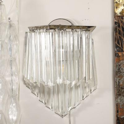 Mid Century Modernist Diamond Form Hand Blown Murano Quadretti Glass Sconces