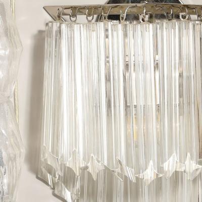 Mid Century Modernist Diamond Form Hand Blown Murano Quadretti Glass Sconces