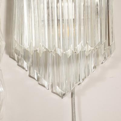 Mid Century Modernist Diamond Form Hand Blown Murano Quadretti Glass Sconces
