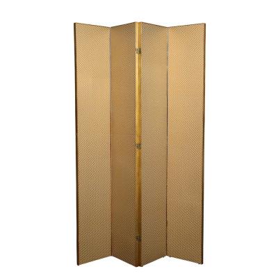 Mid Century Modernist Four Panel Mirror Screen w Antique Gilt Wood Detailing