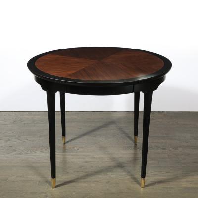 Mid Century Modernist Game Table in Book Matched Walnut W Ebonized Detailing