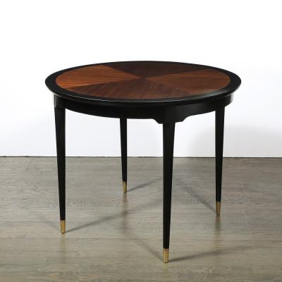 Mid Century Modernist Game Table in Book Matched Walnut W Ebonized Detailing