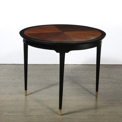 Mid Century Modernist Game Table in Book Matched Walnut W Ebonized Detailing