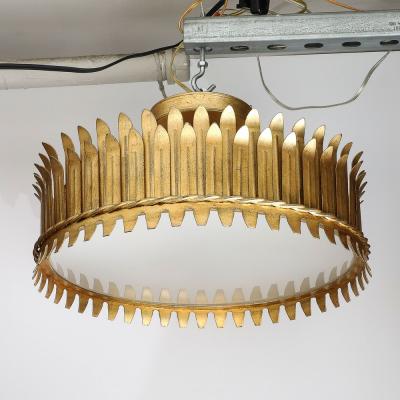 Mid Century Modernist Geometric Feather Form Brass Frosted Glass Flush Mount