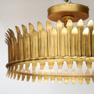 Mid Century Modernist Geometric Feather Form Brass Frosted Glass Flush Mount