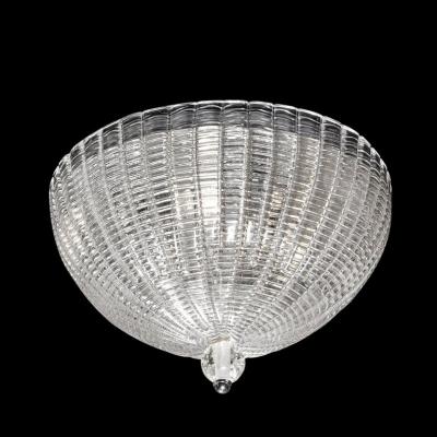 Mid Century Modernist Hand Blown Domed Translucent Murano Glass Flush Mount