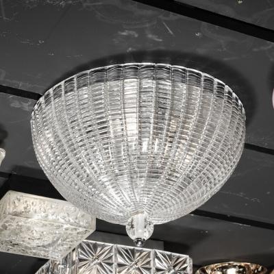 Mid Century Modernist Hand Blown Domed Translucent Murano Glass Flush Mount
