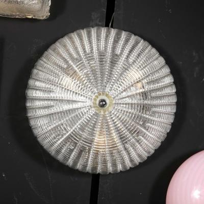 Mid Century Modernist Hand Blown Domed Translucent Murano Glass Flush Mount