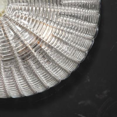 Mid Century Modernist Hand Blown Domed Translucent Murano Glass Flush Mount