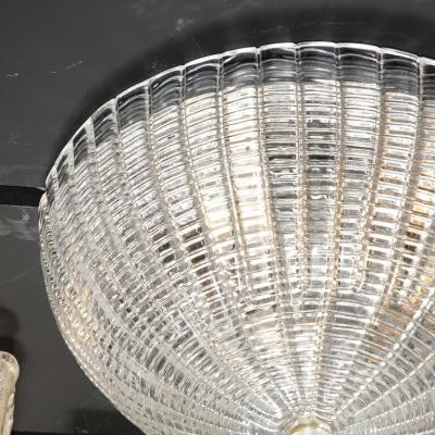 Mid Century Modernist Hand Blown Domed Translucent Murano Glass Flush Mount