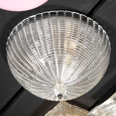 Mid Century Modernist Hand Blown Domed Translucent Murano Glass Flush Mount