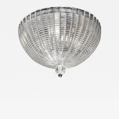 Mid Century Modernist Hand Blown Domed Translucent Murano Glass Flush Mount