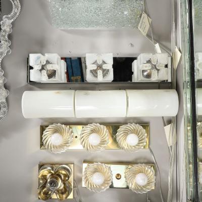 Mid Century Modernist Hand Blown Milk Glass Vanity Light