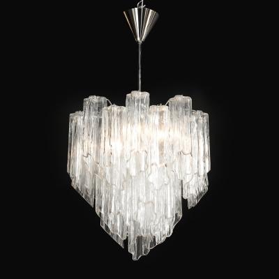 Mid Century Modernist Hand Blown Murano Angular Tronchi Glass Chandelier