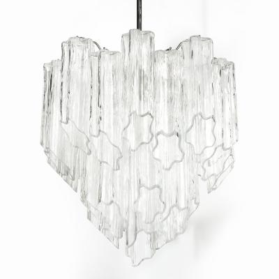 Mid Century Modernist Hand Blown Murano Angular Tronchi Glass Chandelier