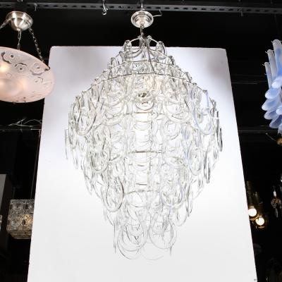 Mid Century Modernist Hand Blown Murano Angular Tronchi Glass Chandelier