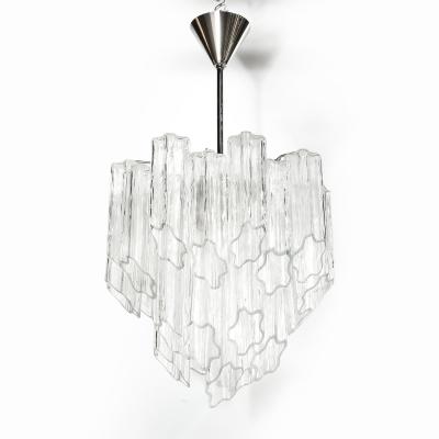 Mid Century Modernist Hand Blown Murano Angular Tronchi Glass Chandelier