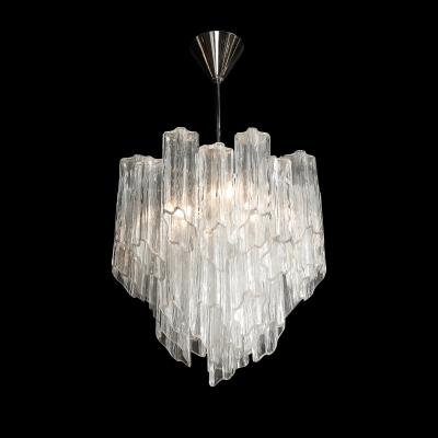 Mid Century Modernist Hand Blown Murano Angular Tronchi Glass Chandelier
