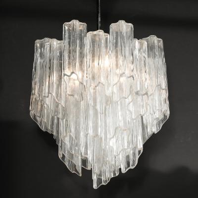 Mid Century Modernist Hand Blown Murano Angular Tronchi Glass Chandelier