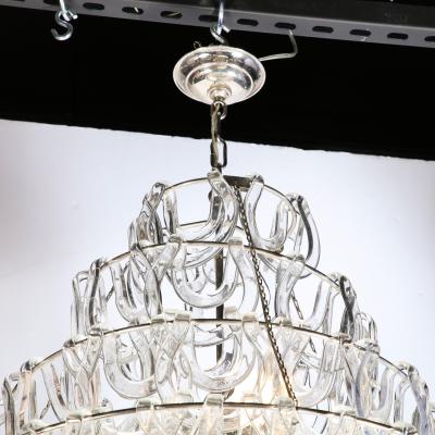 Mid Century Modernist Hand Blown Murano Angular Tronchi Glass Chandelier
