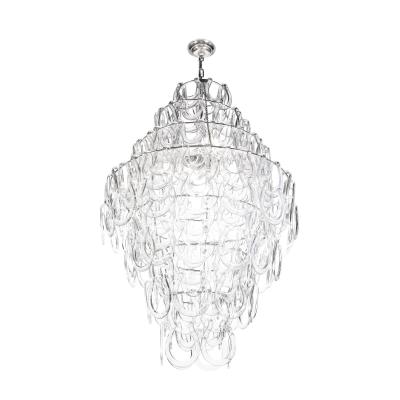 Mid Century Modernist Hand Blown Murano Angular Tronchi Glass Chandelier