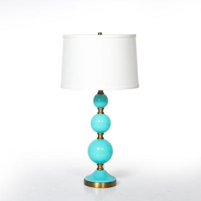 Mid Century Modernist Hand Blown Murano Glass Ball Table Lamp in Robins Egg Blue