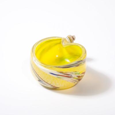 Mid Century Modernist Hand Blown Murano Glass Shell Form Bowl in Lemon Yellow