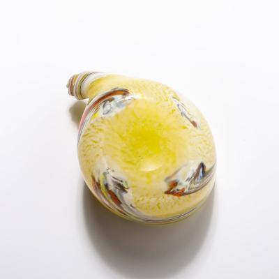 Mid Century Modernist Hand Blown Murano Glass Shell Form Bowl in Lemon Yellow
