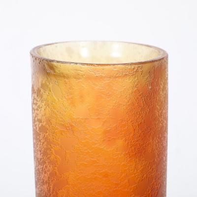 Mid Century Modernist Hand Blown Murano Glass Vase in Apricot W Mottled Texture