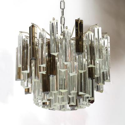 Mid Century Modernist Hand Blown Murano Mixed Glass Camer Triedre Chandelier