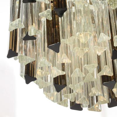 Mid Century Modernist Hand Blown Murano Mixed Glass Camer Triedre Chandelier