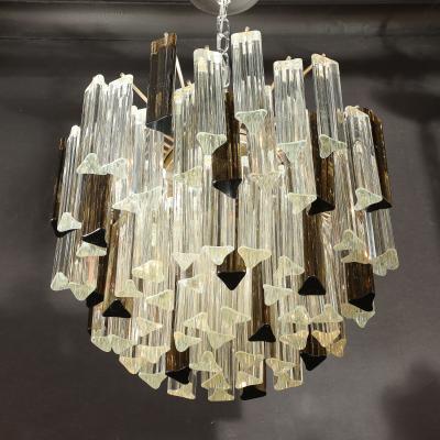 Mid Century Modernist Hand Blown Murano Mixed Glass Camer Triedre Chandelier