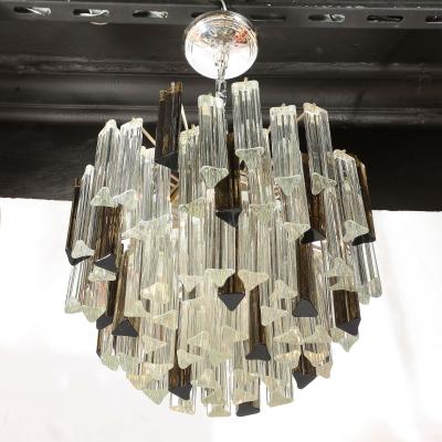 Mid Century Modernist Hand Blown Murano Mixed Glass Camer Triedre Chandelier