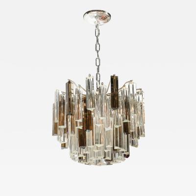 Mid Century Modernist Hand Blown Murano Mixed Glass Camer Triedre Chandelier
