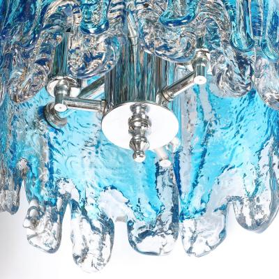 Mid Century Modernist Hand Blown Ultramarine Murano Glass Splash Form Pendant