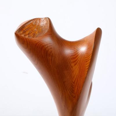Mid Century Modernist Hand Carved Organic Wood and Stone Sculpture