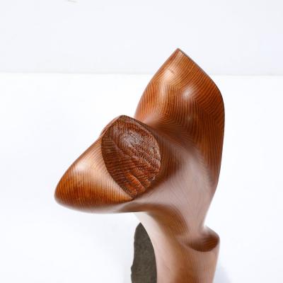 Mid Century Modernist Hand Carved Organic Wood and Stone Sculpture