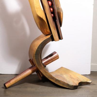 Mid Century Modernist Hand Carved Walnut Oak Dowel Pierced Amorphic Sculpture