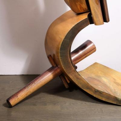 Mid Century Modernist Hand Carved Walnut Oak Dowel Pierced Amorphic Sculpture