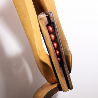 Mid Century Modernist Hand Carved Walnut Oak Dowel Pierced Amorphic Sculpture